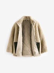 Ecru Zip Thru Borg Shacket (3-16yrs) - Image 2 of 4