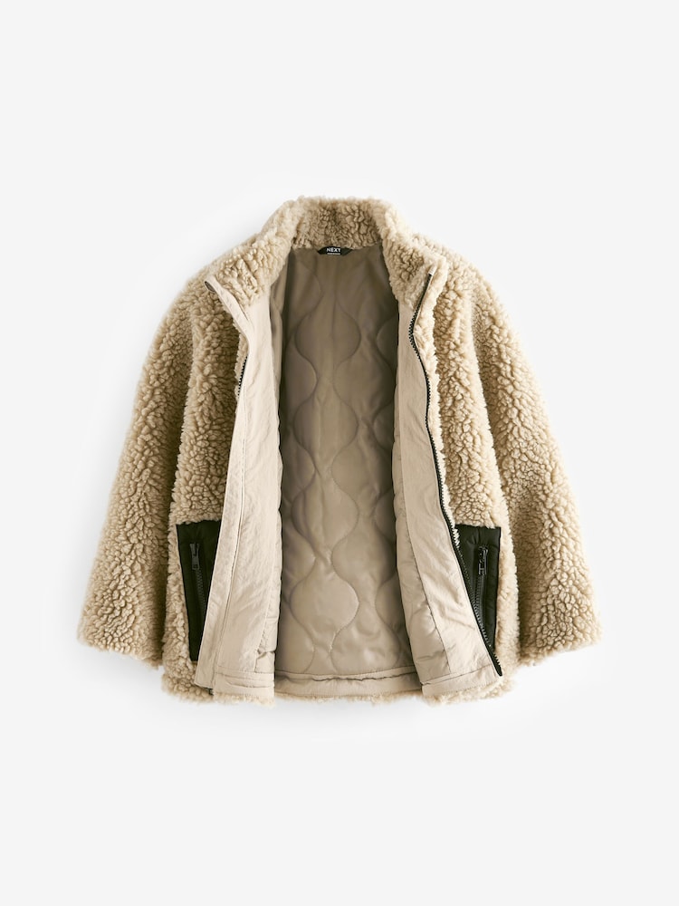 Ecru Zip Thru - Shacket aus Teddyfleece (3–16 J.) - Bild 2 von 4 Ecru Zip Thru - Shacket aus Teddyfleece (3–16 J.) - Bild 2 von 4