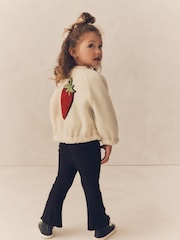 Cream Strawberry Borg Fleece Bomber Jacket (3mths-8yrs) - Image 1 of 7