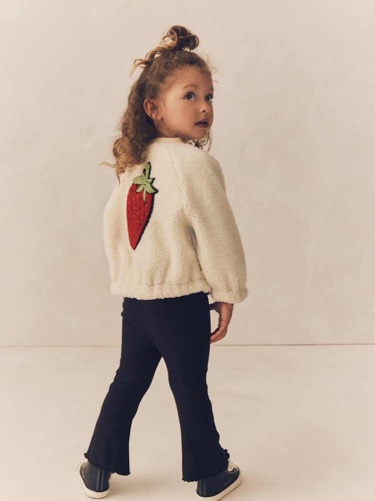 Cream Strawberry Borg Fleece Bomber Jacket (3mths-8yrs) - Image 1 of 7