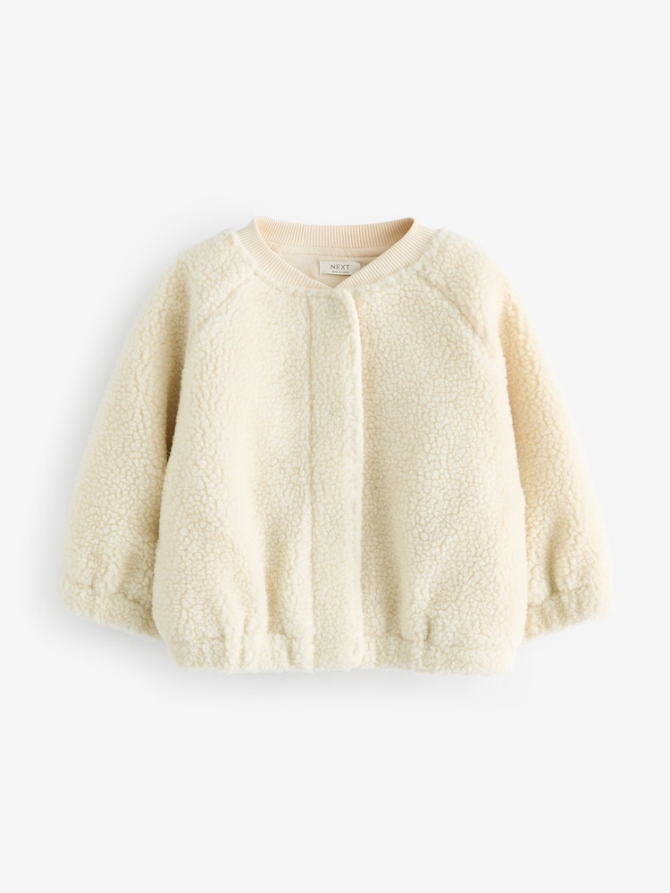 Cream Strawberry Borg Fleece Bomber Jacket (3mths-8yrs) - Image 5 of 7