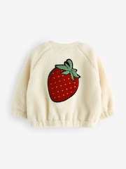 Cream Strawberry Borg Fleece Bomber Jacket (3mths-8yrs) - Image 6 of 7