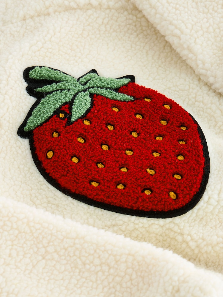 Cream Strawberry Borg Fleece Bomber Jacket (3mths-8yrs) - Image 7 of 7