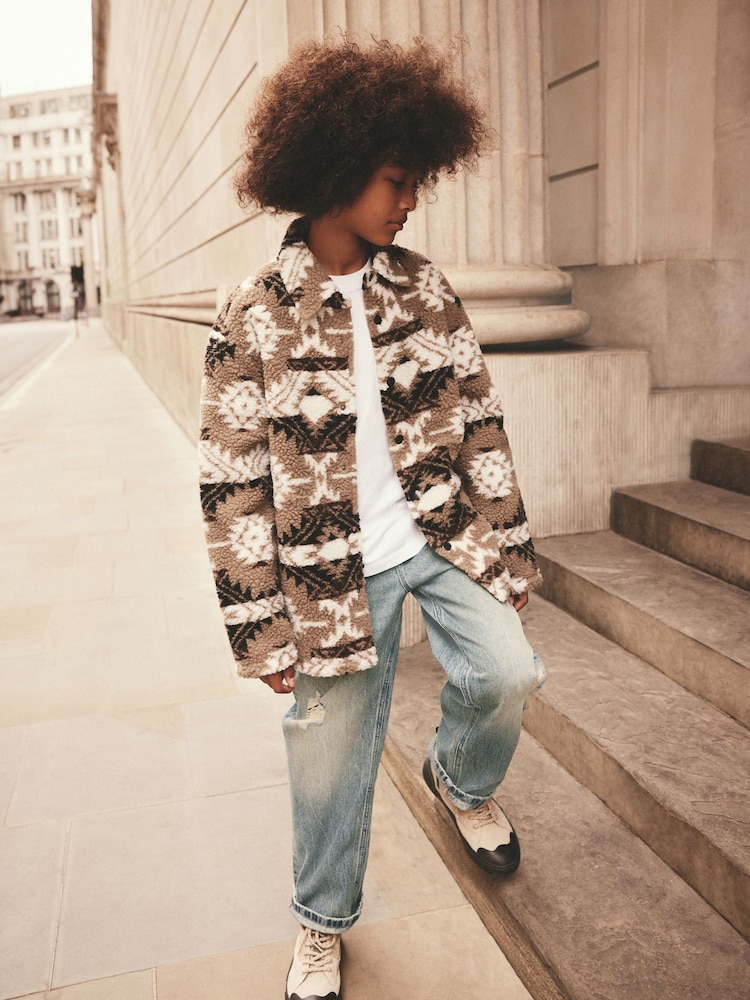 Tan Brown Borg Shacket (3-16yrs) - Image 2 of 7
