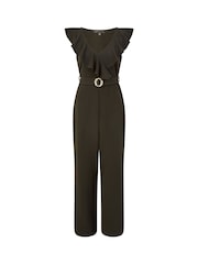 Mela Black Jumpsuit With Gold Buckle and Frill Detail - Image 5 of 5