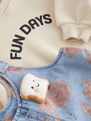 Blue Floral Denim Printed Pinafore And 100% Cotton Sweater Set (12mths-8yrs) - Image 11 of 11