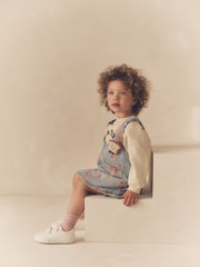 Blue Floral Denim Printed Pinafore And 100% Cotton Sweater Set (12mths-8yrs) - Image 5 of 11
