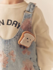 Blue Floral Denim Printed Pinafore And 100% Cotton Sweater Set (12mths-8yrs) - Image 7 of 11