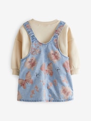 Blue Floral Denim Printed Pinafore And 100% Cotton Sweater Set (12mths-8yrs) - Image 9 of 11