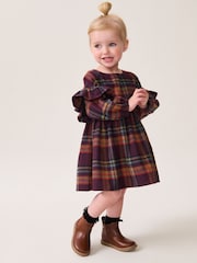 Purple 100% Cotton Check Frill Dress (3mths-8yrs) - Image 1 of 8