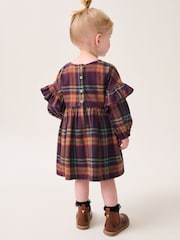 Purple 100% Cotton Check Frill Dress (3mths-8yrs) - Image 4 of 8