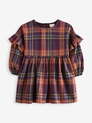 Purple 100% Cotton Check Frill Dress (3mths-8yrs) - Image 5 of 8