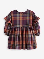 Purple 100% Cotton Check Frill Dress (3mths-8yrs) - Image 6 of 8