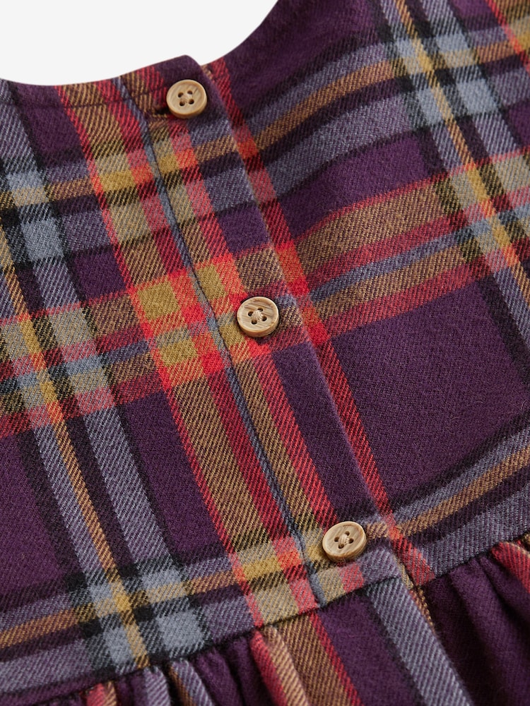 Purple 100% Cotton Check Frill Dress (3mths-8yrs) - Image 8 of 8