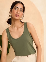 Kaki zelena - Love & Roses Premium Jersey globok okrogel jopič; z globokim okroglim jopičem - Slika 1 iz 4