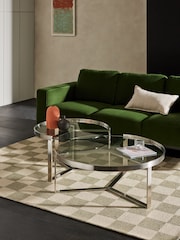 MADE.COM Brushed Steel Aula Nest of 2 Round Coffee Table - Image 1 of 3