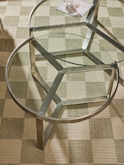 MADE.COM Brushed Steel Aula Nest of 2 Round Coffee Table - Image 2 of 3