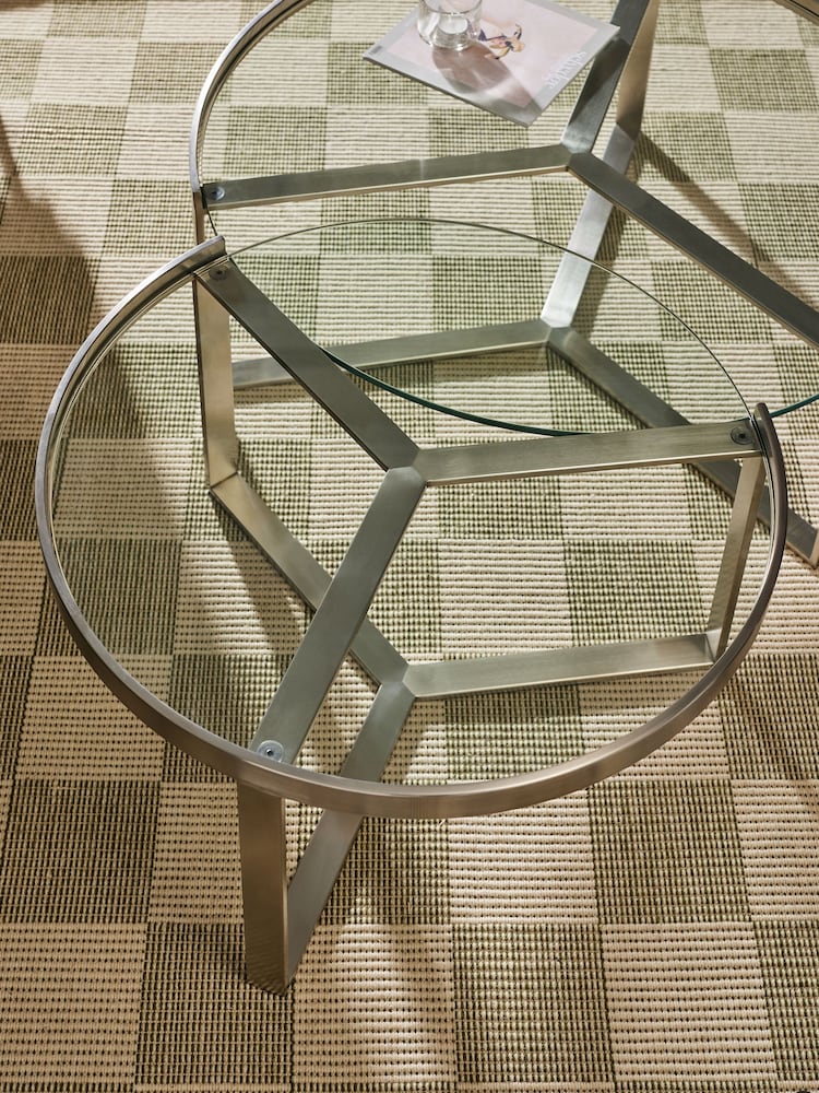 MADE.COM Brushed Steel Aula Nest of 2 Round Coffee Table - Image 2 of 3
