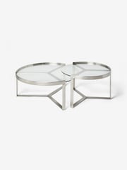 MADE.COM Brushed Steel Aula Nest of 2 Round Coffee Table - Image 3 of 3