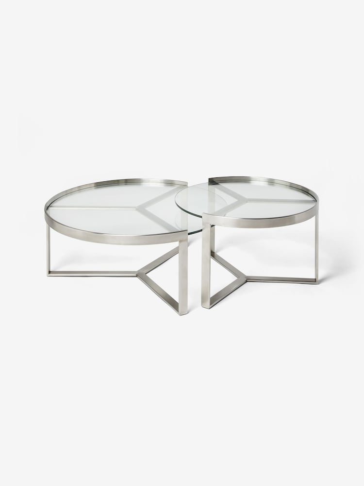 MADE.COM Brushed Steel Aula Nest of 2 Round Coffee Table - Image 3 of 3