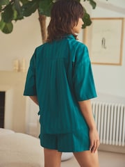 Grün - Kurzes Pyjama-Set aus 100% Baumwolle mit Streifen - Bild 3 von 5