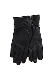 Jones Bootmaker Woven Detail Leather Brown Gloves - Image 1 of 1