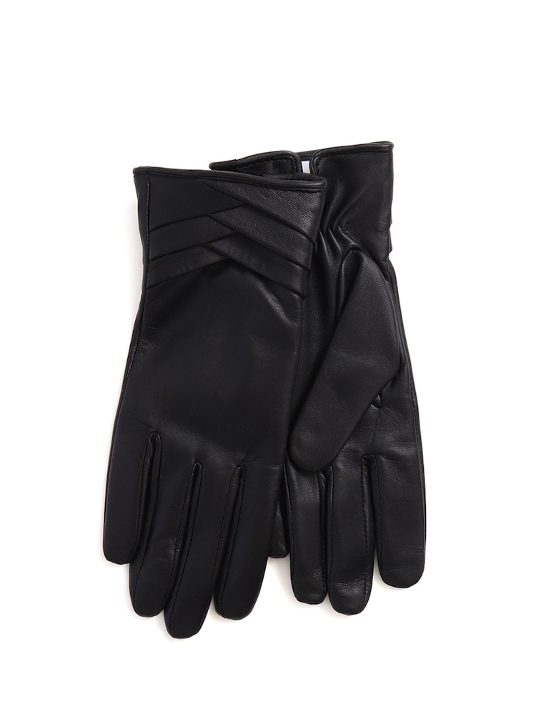 Jones Bootmaker Woven Detail Leather Brown Gloves - Image 1 of 1