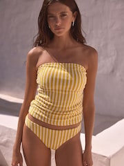 Yellow/White Crinkle Bandeau Tankini Top - Image 1 of 6