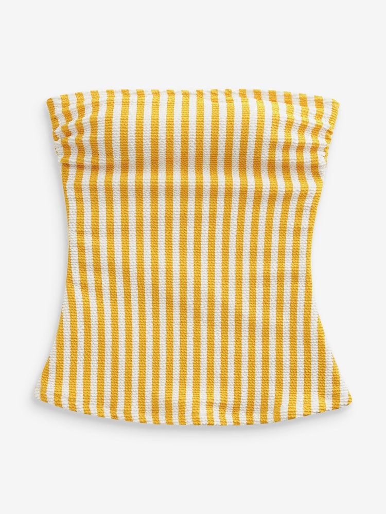 Yellow/White Crinkle Bandeau Tankini Top - Image 6 of 6