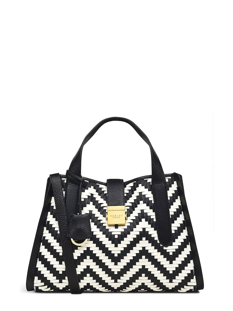 Radley London Sloane Street Chevron Stripe Medium Zip-Top Grab Black Bag - Image 1 of 3 Radley London Sloane Street Chevron Stripe Medium Zip-Top Grab Black Bag - Image 1 of 3