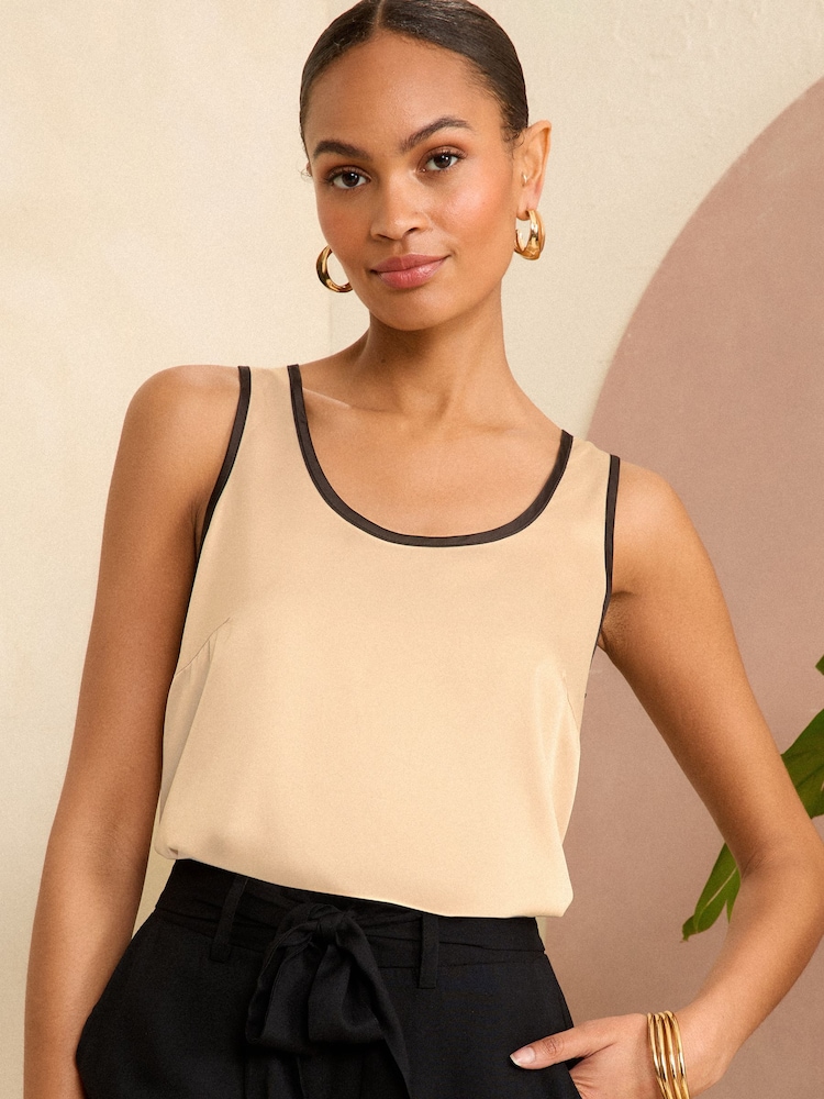 Love & Roses Champange Satin Front Jersey Back Vest - Image 1 of 4