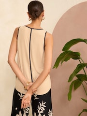 Love & Roses Champange Satin Front Jersey Back Vest - Image 4 of 4