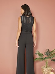 Yumi Black Straight Leg Crepe Trousers With Belt - Image 3 of 5