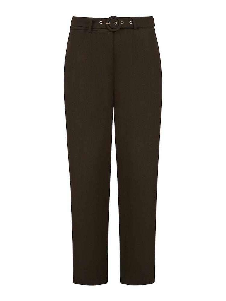 Yumi Black Straight Leg Crepe Trousers With Belt - Image 5 of 5