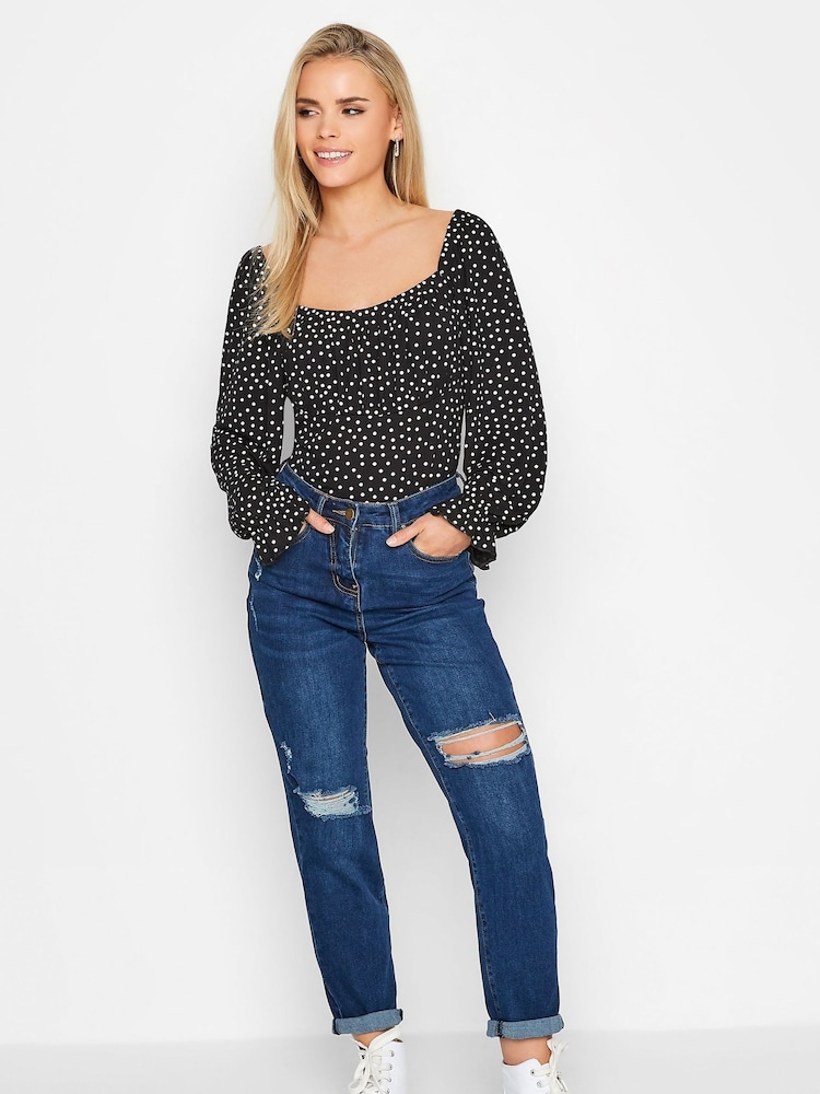 PixieGirl Petite Black Leopard Print Square Neck Top - Image 4 of 4