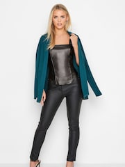 PixieGirl Petite Black PU Corset Vest - Image 3 of 4