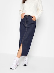 PixieGirl Petite Blue Denim 100% Cotton Midi Skirt - Image 1 of 4