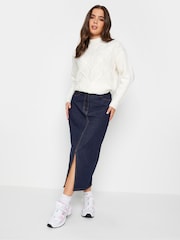 PixieGirl Petite Blue Denim 100% Cotton Midi Skirt - Image 3 of 4