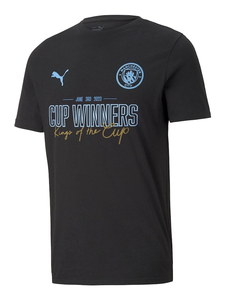 Puma Black Manchester City FA Cup Winners 100% Cotton T-Shirt - Image 1 of 2