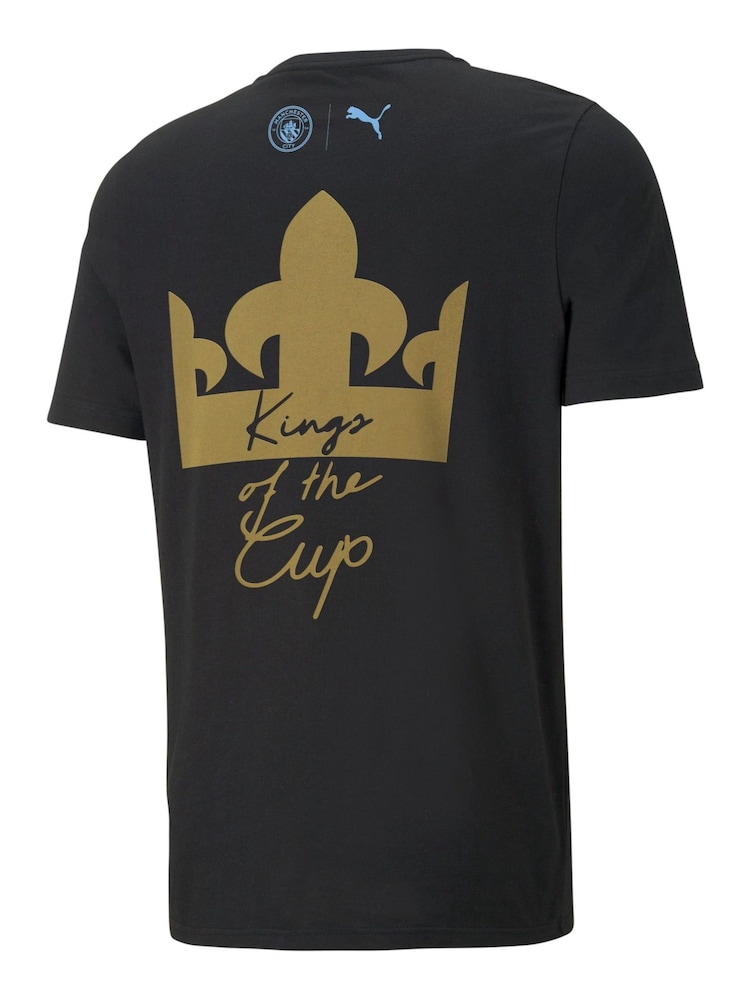 Puma Black Manchester City FA Cup Winners 100% Cotton T-Shirt - Image 2 of 2
