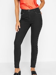 PixieGirl Petite Black Stretch Skinny Studded AVA Jeans - Image 1 of 5