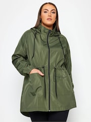 Yours Curve Green Showerproof Lightweight Parka - Image 1 of 4