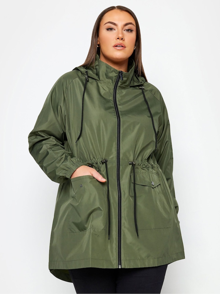 Yours Curve Green Showerproof Lightweight Parka - Image 1 of 4