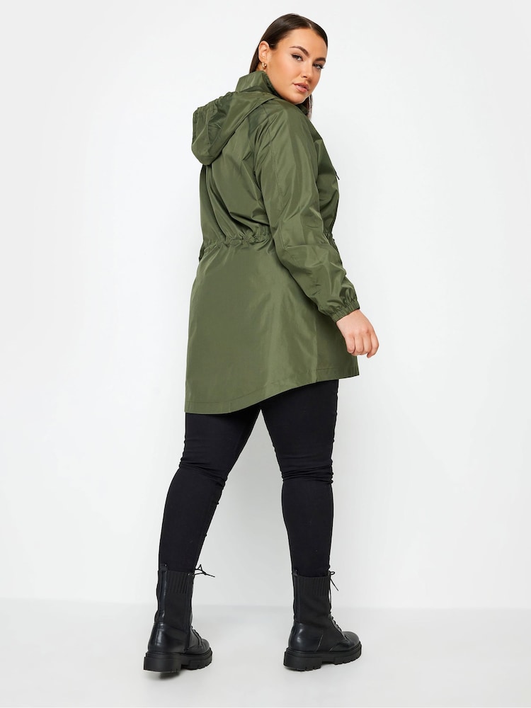 Yours Curve Green Showerproof Lightweight Parka - Image 2 of 4