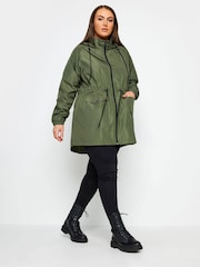 Yours Curve Green Showerproof Lightweight Parka - Image 3 of 4