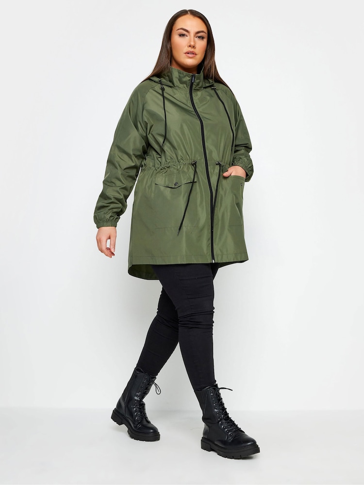 Yours Curve Green Showerproof Lightweight Parka - Image 3 of 4