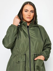 Yours Curve Green Showerproof Lightweight Parka - Image 4 of 4