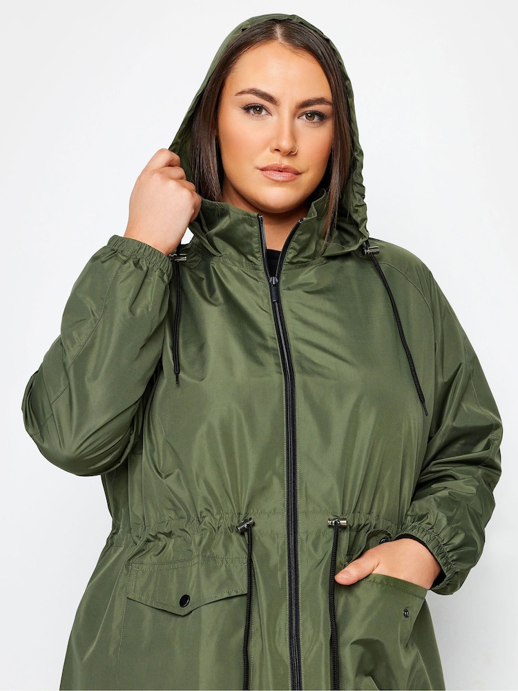 Yours Curve Green Showerproof Lightweight Parka - Image 4 of 4