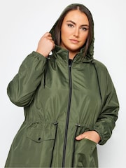 Yours Curve Green Showerproof Lightweight Parka - Image 5 of 8