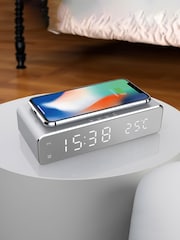 MenKind Silver Mirror Wireless Charging Clock - Image 1 of 5